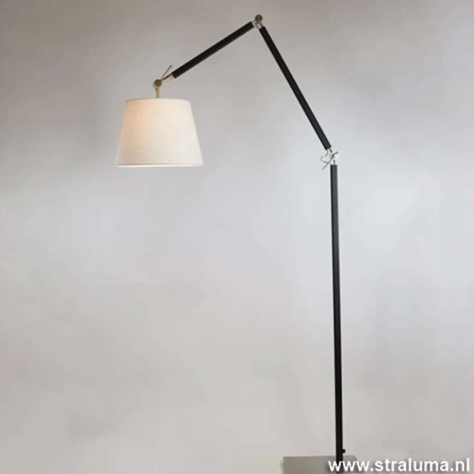 Moderne staande lamp staal met zwart>Straluma Online