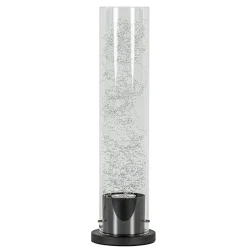 Moderne tafellamp cilinder helder glas met zwart en zilver>Straluma Clearance