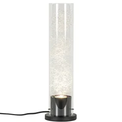 Moderne tafellamp cilinder helder glas met zwart en zilver>Straluma Clearance