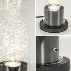 Moderne tafellamp cilinder helder glas met zwart en zilver></noscript>Straluma Clearance