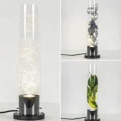 Moderne tafellamp cilinder helder glas met zwart en zilver></noscript>Straluma Clearance