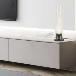 Moderne tafellamp cilinder helder glas met zwart en zilver></noscript>Straluma Clearance