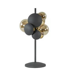 Moderne tafellamp grijs/goud + amber glas>Straluma Sale