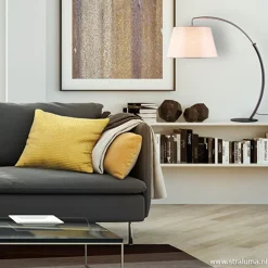 Moderne tafellamp zwart nikkel incl. kap></noscript>Straluma