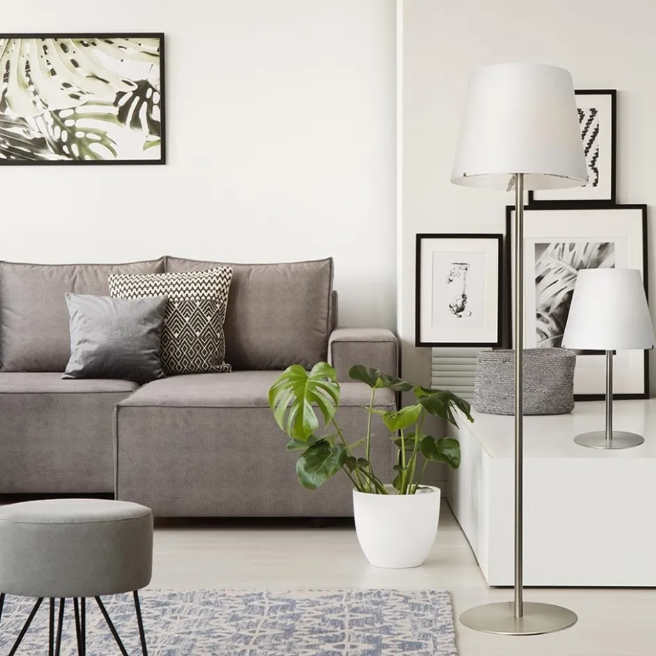 Moderne vloerlamp Calabro nikkel glas>Straluma New