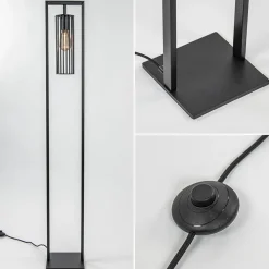 Moderne vloerlamp mat zwart metaal><noscript><img width=