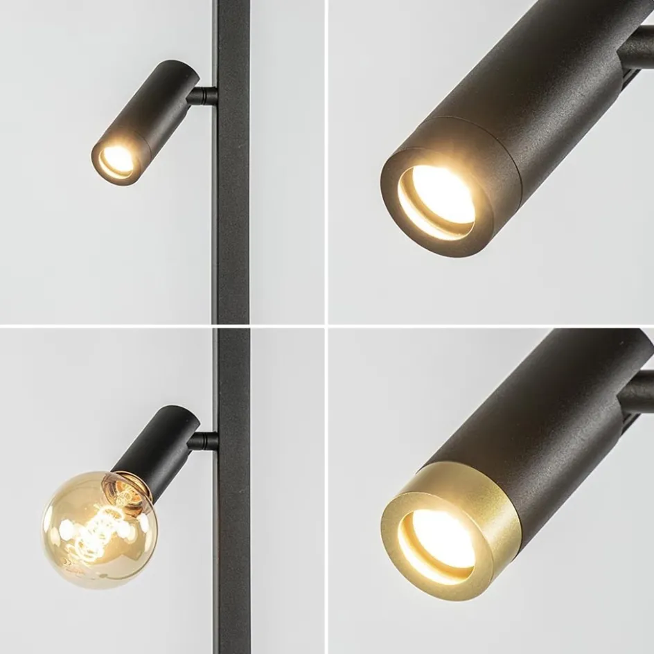 Moderne vloerlamp met verstelbare spots zwart/goud>Straluma Sale