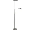 Moderne vloerlamp uplighter staal met smoke glas>Straluma Discount