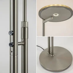 Moderne vloerlamp uplighter staal met smoke glas><noscript><img width=