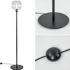 Moderne vloerlamp zwart met helder glazen kap>Straluma Clearance
