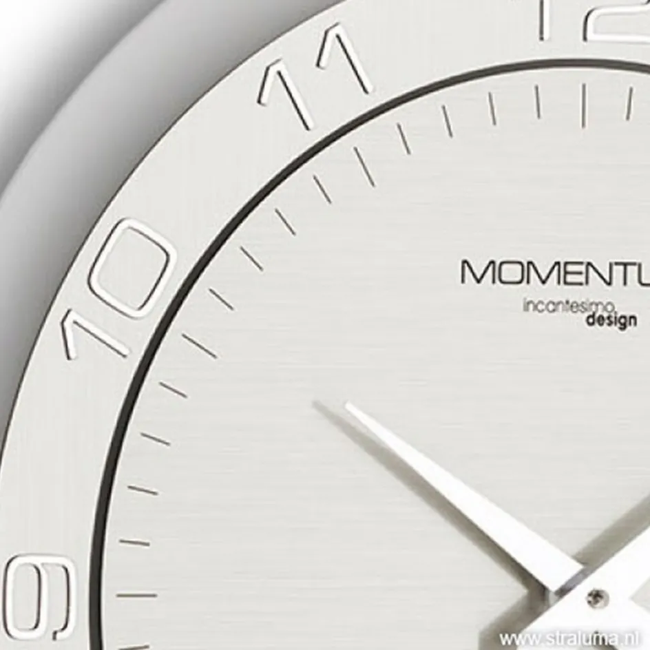 Moderne wandklok rond RVS keuken/kantoor>Straluma Clearance
