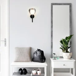 Moderne wandlamp zwart met smoke glas><noscript><img width=