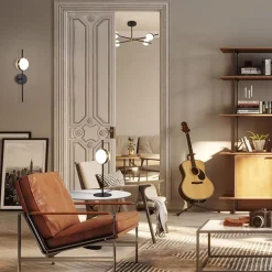 Moderne wandlamp zwart met witte bol incl LED></noscript>Straluma Best