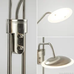 Nikkel vloerlamp met LED uplighter en leeslamp><noscript><img width=