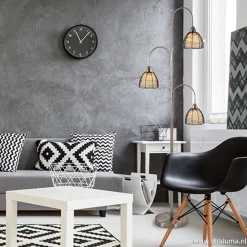 Nikkel vloerlamp met zwarte draad kapjes><noscript><img width=