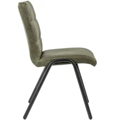 Olijf groene eettafelstoel leder met zwarte pootjes><noscript><img width=