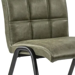 Olijf groene eettafelstoel leder met zwarte pootjes><noscript><img width=