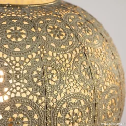 Oosterse tafellamp rond antiek messing><noscript><img width=