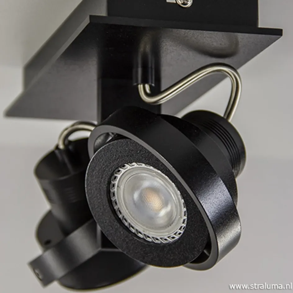 Opbouwspot balk zwart 2-lichts gu10 incl>Straluma New