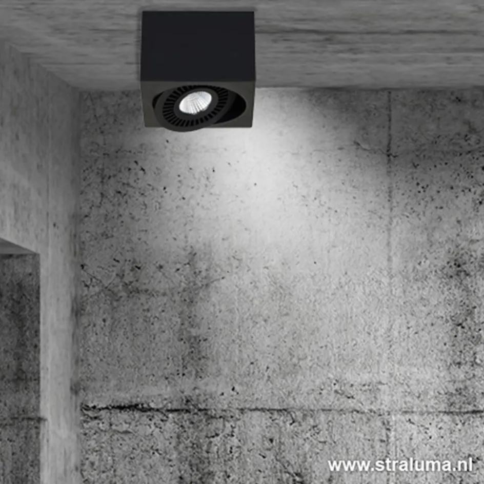 Opbouwspot box zwart 1-lichts led>Straluma Online