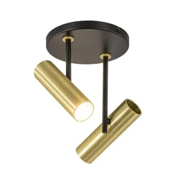 Opbouwspot 2-lichts rond zwart/brass verstelbaar>Straluma Sale