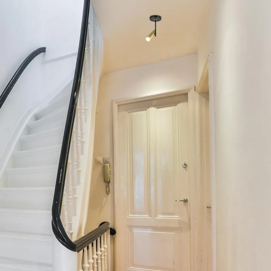 Opbouwspot 1-lichts zwart/brass GU10 mini>Straluma Discount