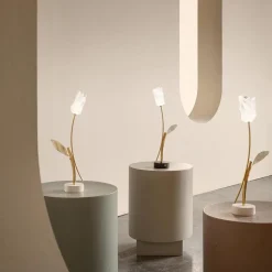 Oplaadbare LED tafellamp Tullip wit/goud></noscript>Straluma Discount