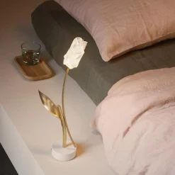 Oplaadbare LED tafellamp Tullip wit/goud></noscript>Straluma Discount