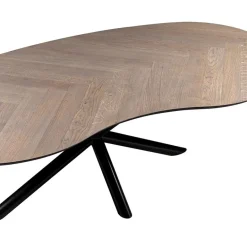 Organische eettafel eiken met zwarte poot en visgraat><noscript><img width=