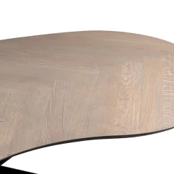 Organische eettafel eiken met zwarte poot en visgraat><noscript><img width=