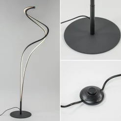 Organische vloerlamp zwart met dimbaar LED></noscript>Straluma Discount