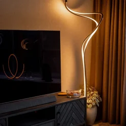 Organische vloerlamp zwart met dimbaar LED></noscript>Straluma Discount