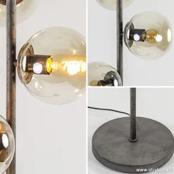 Oud zilveren vloerlamp met amber glas><noscript><img width=