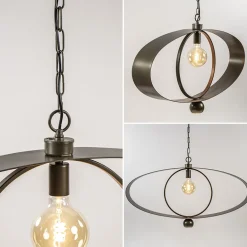 Ovale hanglamp brons metaal E27 + GU10></noscript>Straluma Best