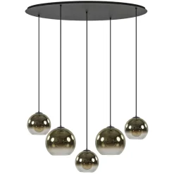Ovale 5-lichts hanglamp met glazen bollen gold gradient>Straluma Discount