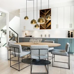 Ovale 5-lichts hanglamp met glazen bollen gold gradient></noscript>Straluma Discount