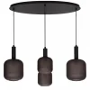 Ovale 4-lichts hanglamp zwart met mat zwart glas>Straluma Clearance