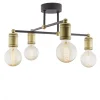 *Plafondlamp basic 4L e27 zwart/brons>Straluma Outlet