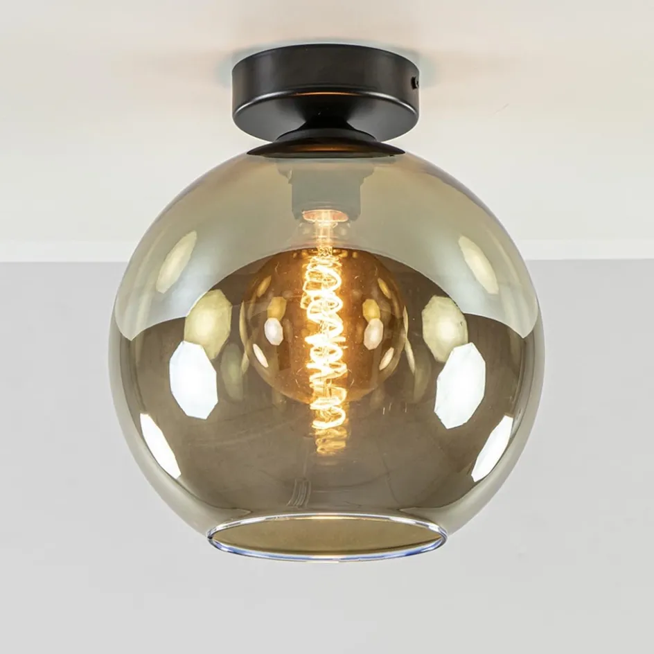 Plafondlamp Bella zwart+smoke glas 25cm>Straluma Hot