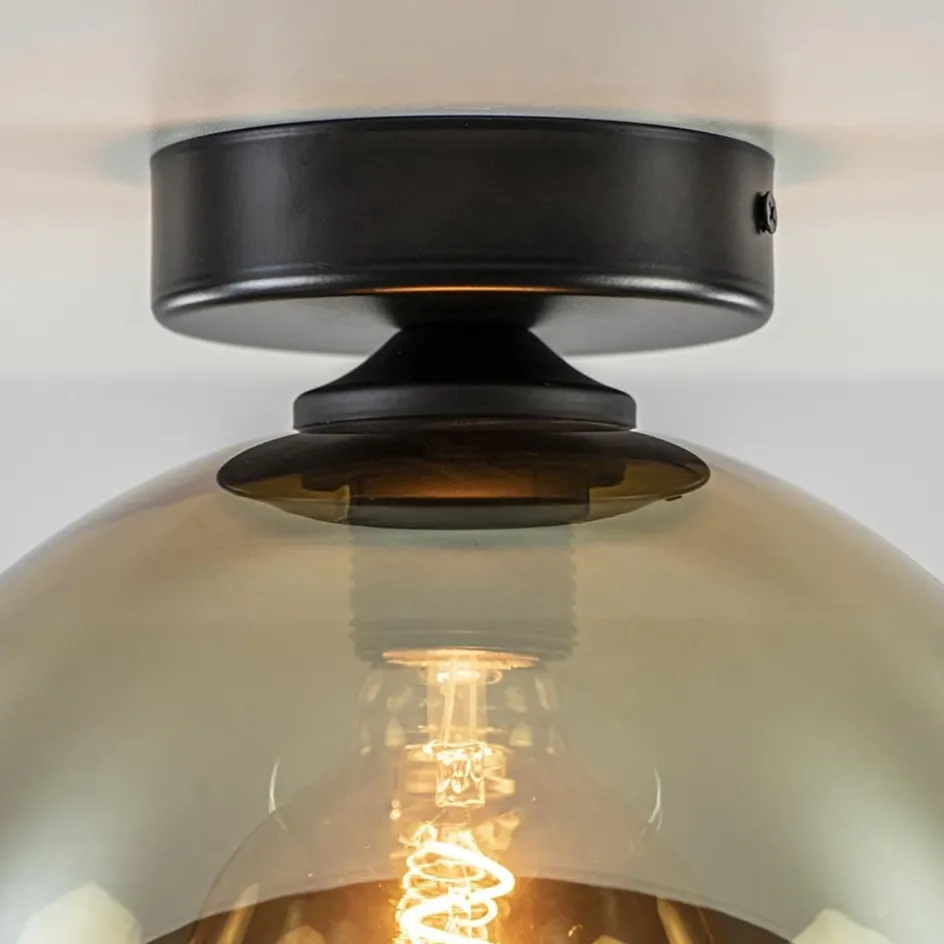Plafondlamp Bella zwart+smoke glas 25cm>Straluma Hot