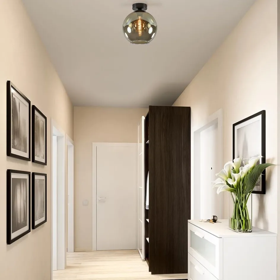 Plafondlamp Bella zwart+smoke glas 25cm>Straluma Hot