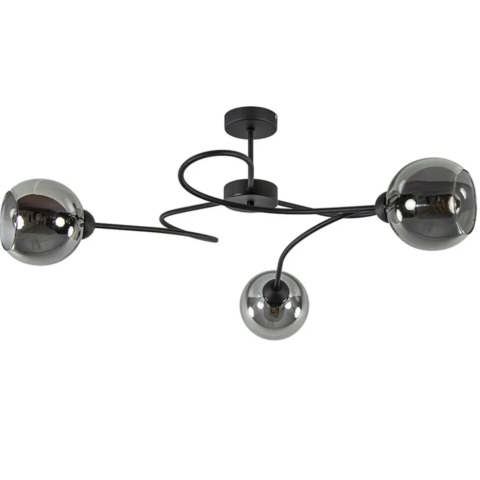 Plafondlamp Blom 3L zwart/smoke glas>Straluma Outlet