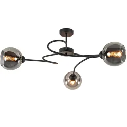 Plafondlamp Blom 3L zwart/smoke glas>Straluma Outlet