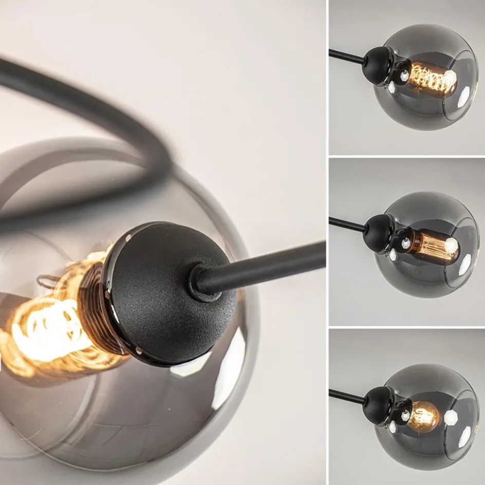 Plafondlamp Blom 3L zwart/smoke glas>Straluma Outlet