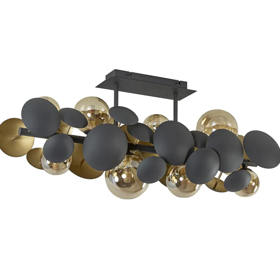 Plafondlamp Bubble 8l 76cm amber/grijs>Straluma