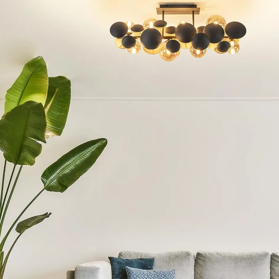 Plafondlamp Bubble 8l 76cm amber/grijs>Straluma