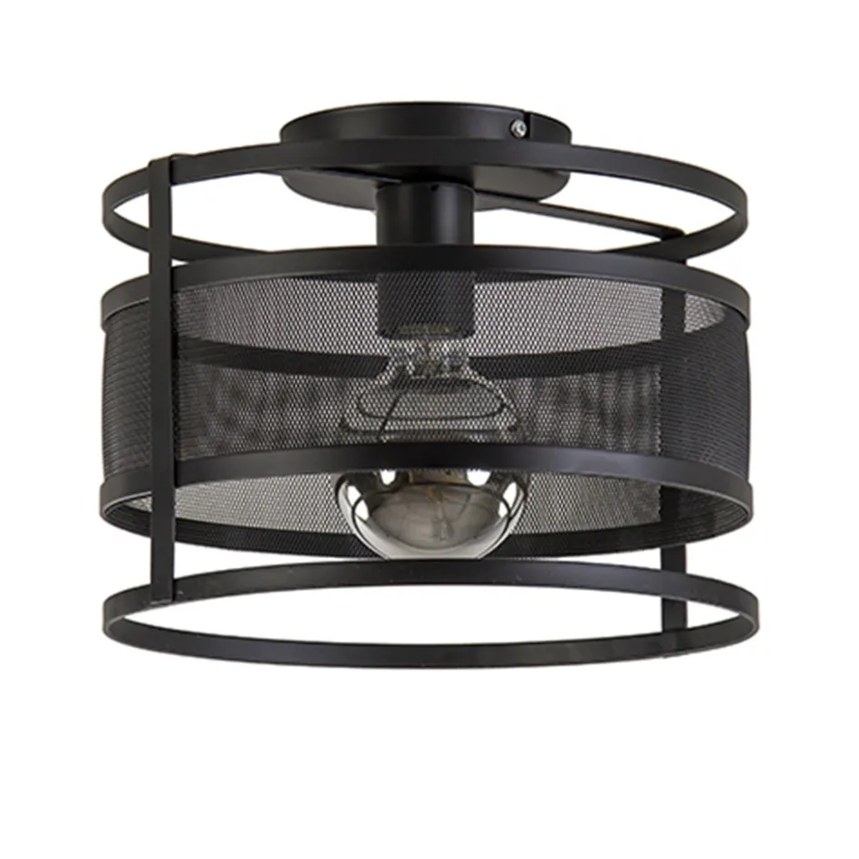 Plafondlamp cilinder gaas zwart>Straluma New