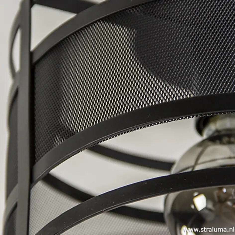 Plafondlamp cilinder gaas zwart>Straluma New