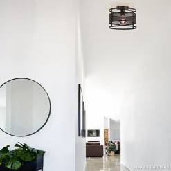 Plafondlamp cilinder gaas zwart><noscript><img width=