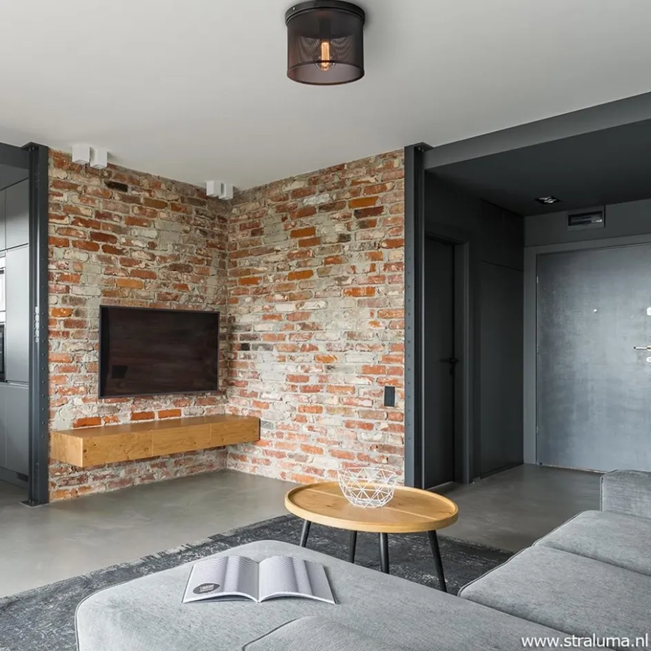 Plafondlamp cilinder gaas zwart 30cm>Straluma Discount